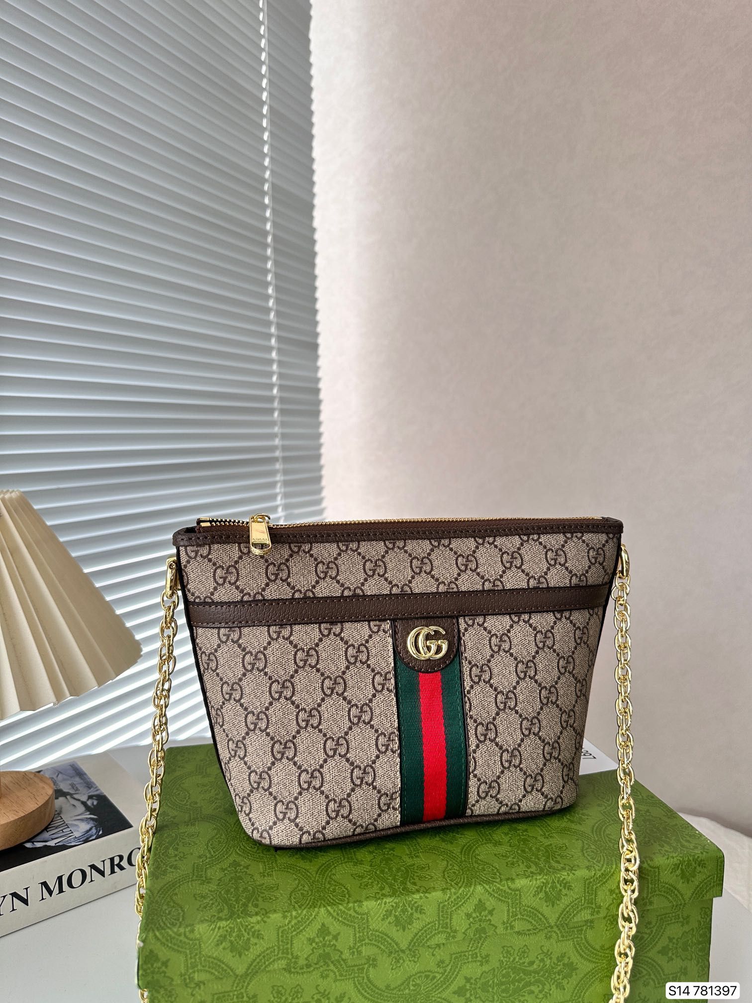 Gucci Ophidia Gg Mini Shoulder Bag Beige And Ebony Gg Supreme