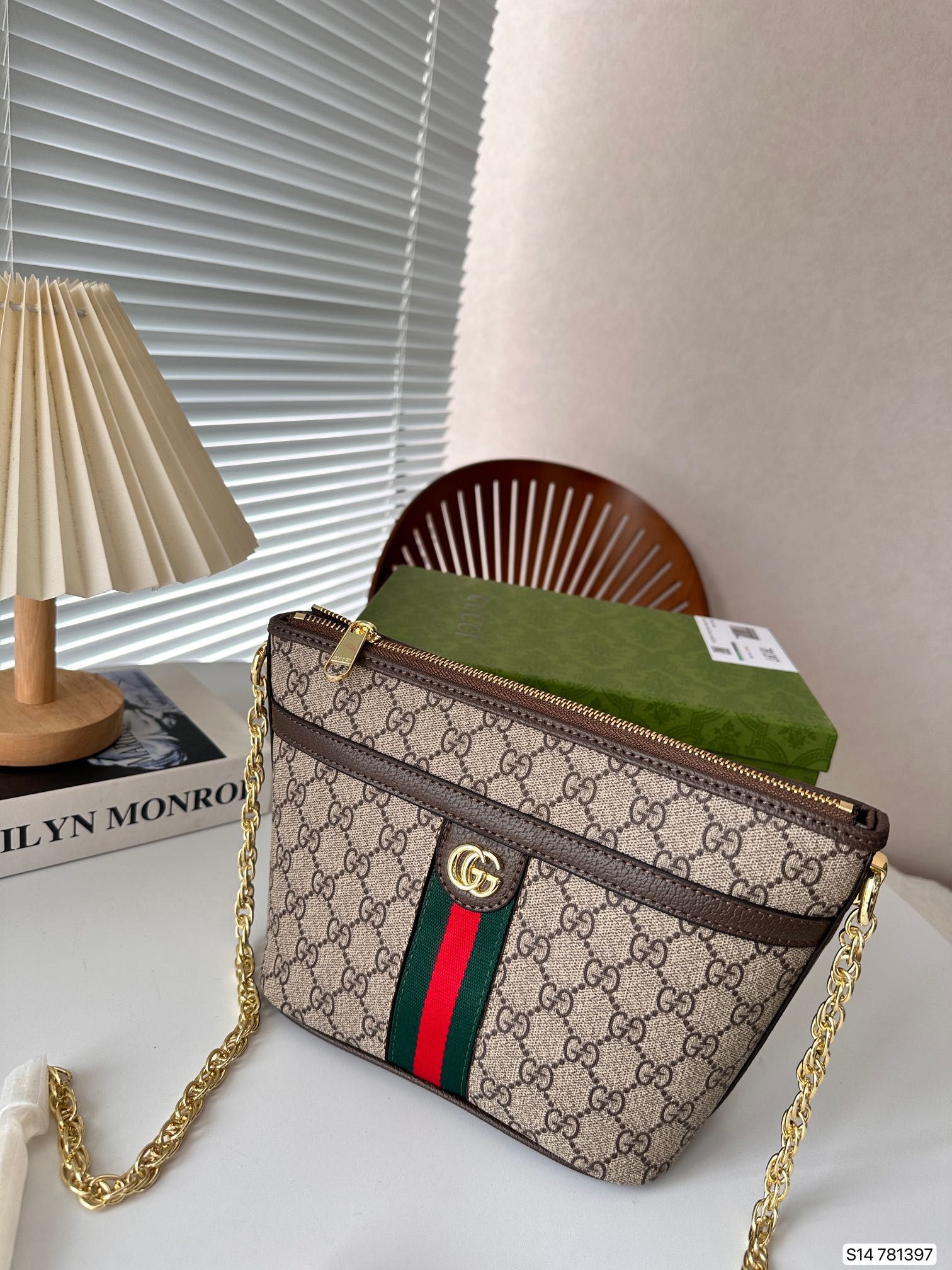 Gucci Ophidia Gg Mini Shoulder Bag Beige And Ebony Gg Supreme