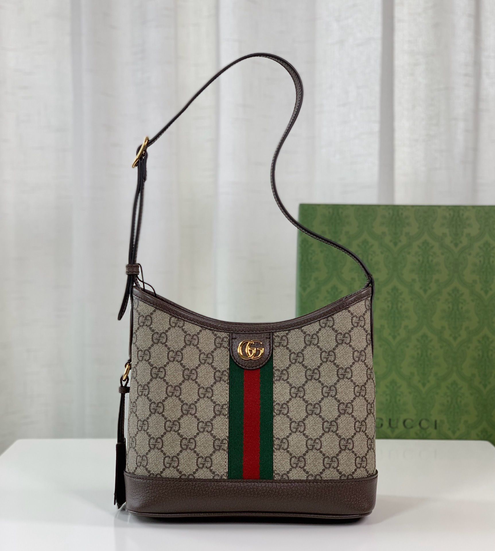 Gucci Ophidia Gg Small Shoulder Bag Beige And Ebony Gg Supreme