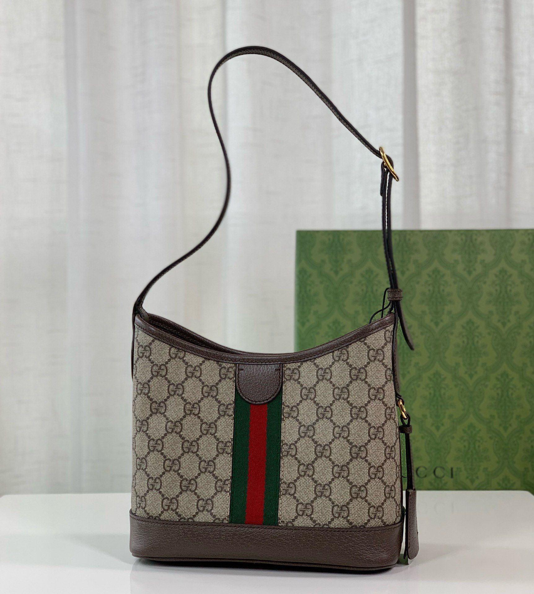 Gucci Ophidia Gg Small Shoulder Bag Beige And Ebony Gg Supreme