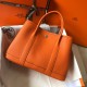 Hermes Garden Party 30 Bag In Orange Clemence Leather