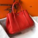 Hermes Garden Party 30 Bag In Red Clemence Leather