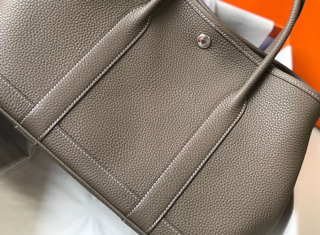 Hermes Garden Party 30 Bag In Taupe Clemence Leather