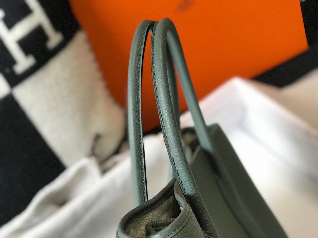 Hermes Garden Party 30 Bag In Vert Amande Clemence Leather