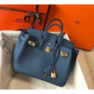 Hermes Birkin 25 Bag In Blue Agate Clemence Leather with GHW