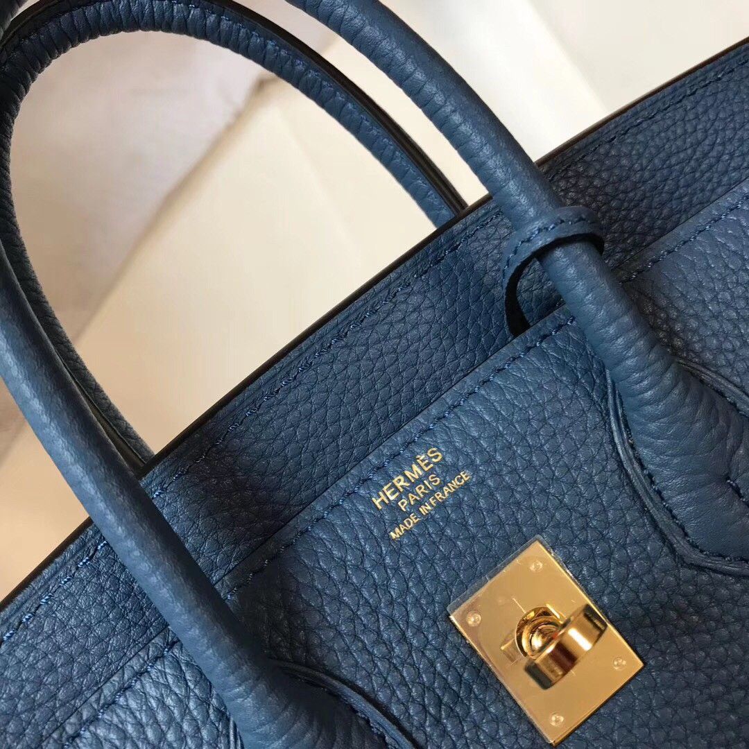 Hermes Birkin 25 Bag In Blue Agate Clemence Leather with GHW