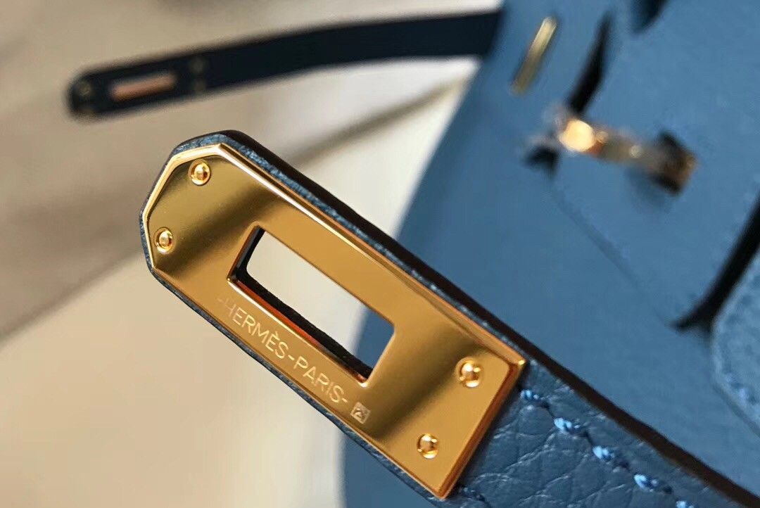 Hermes Birkin 25 Bag In Blue Agate Clemence Leather with GHW