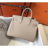 Hermes Birkin 25 Bag In Beige Clemence Leather with GHW