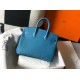 Hermes Birkin 25 Bag In Blue Jean Clemence Leather with GHW