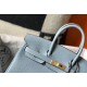 Hermes Birkin 25 Bag In Blue Lin Clemence Leather with GHW