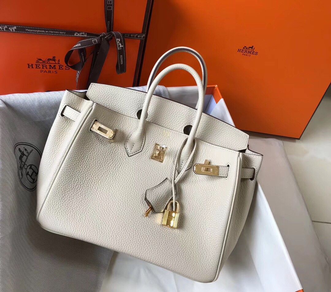 Hermes Birkin 25 Bag In Beton Clemence Leather with GHW