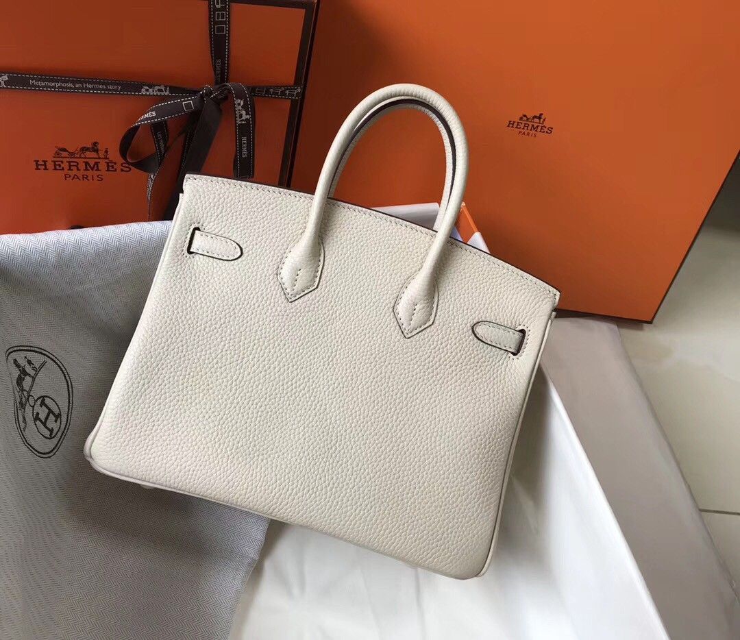 Hermes Birkin 25 Bag In Beton Clemence Leather with GHW