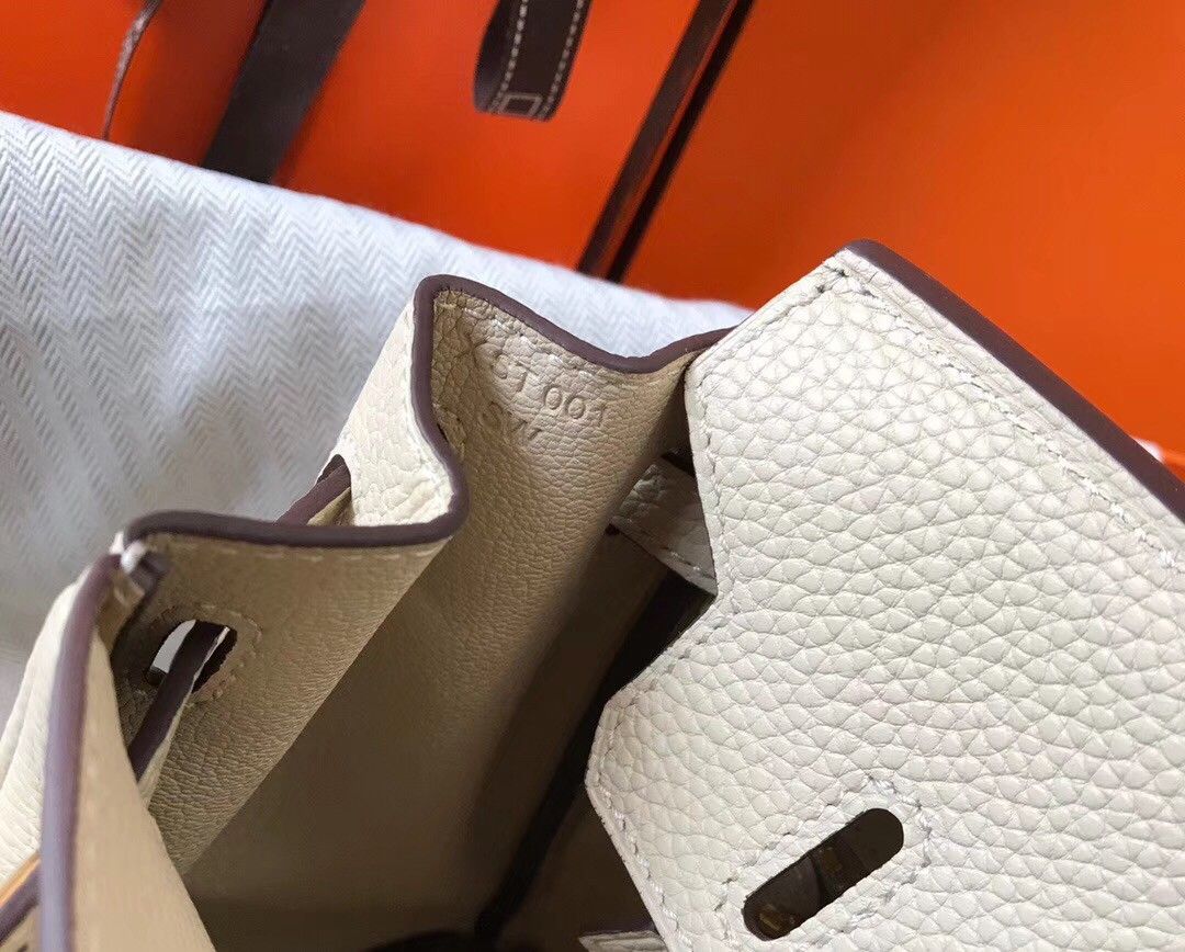 Hermes Birkin 25 Bag In Beton Clemence Leather with GHW