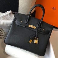 Hermes Birkin 25 Bag In Black Clemence Leather with GHW