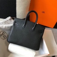 Hermes Birkin 25 Bag In Black Clemence Leather with GHW