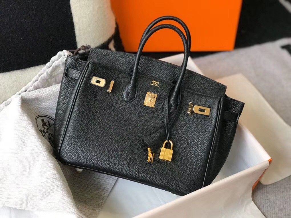 Hermes Birkin 25 Bag In Black Clemence Leather with GHW