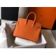 Hermes Birkin 25 Bag In Orange Clemence Leather with GHW