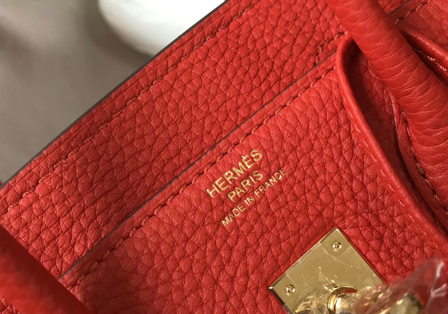 Hermes Birkin 25 Bag In Orange Red Clemence Leather with GHW