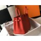 Hermes Birkin 25 Bag In Orange Red Clemence Leather with GHW