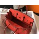 Hermes Birkin 25 Bag In Orange Red Clemence Leather with GHW