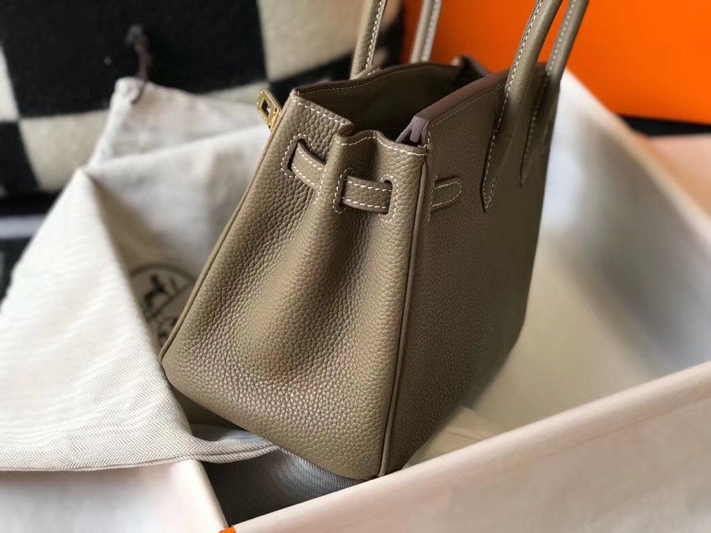 Hermes Birkin 25 Bag In Taupe Clemence Leather with GHW