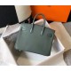 Hermes Birkin 25 Bag In Vert Amande Clemence Leather with GHW