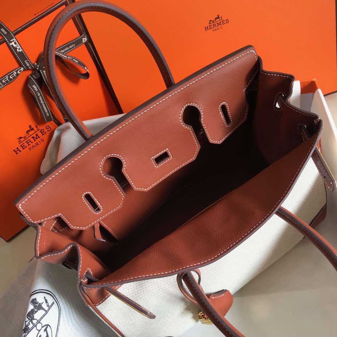 Hermes Birkin 30 Bag in Canvas With Barenia Leather