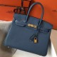 Hermes Birkin 30 Bag in Blue Agate Clemence Leather with GHW