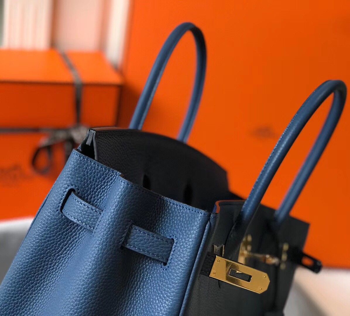 Hermes Birkin 30 Bag in Blue Agate Clemence Leather with GHW