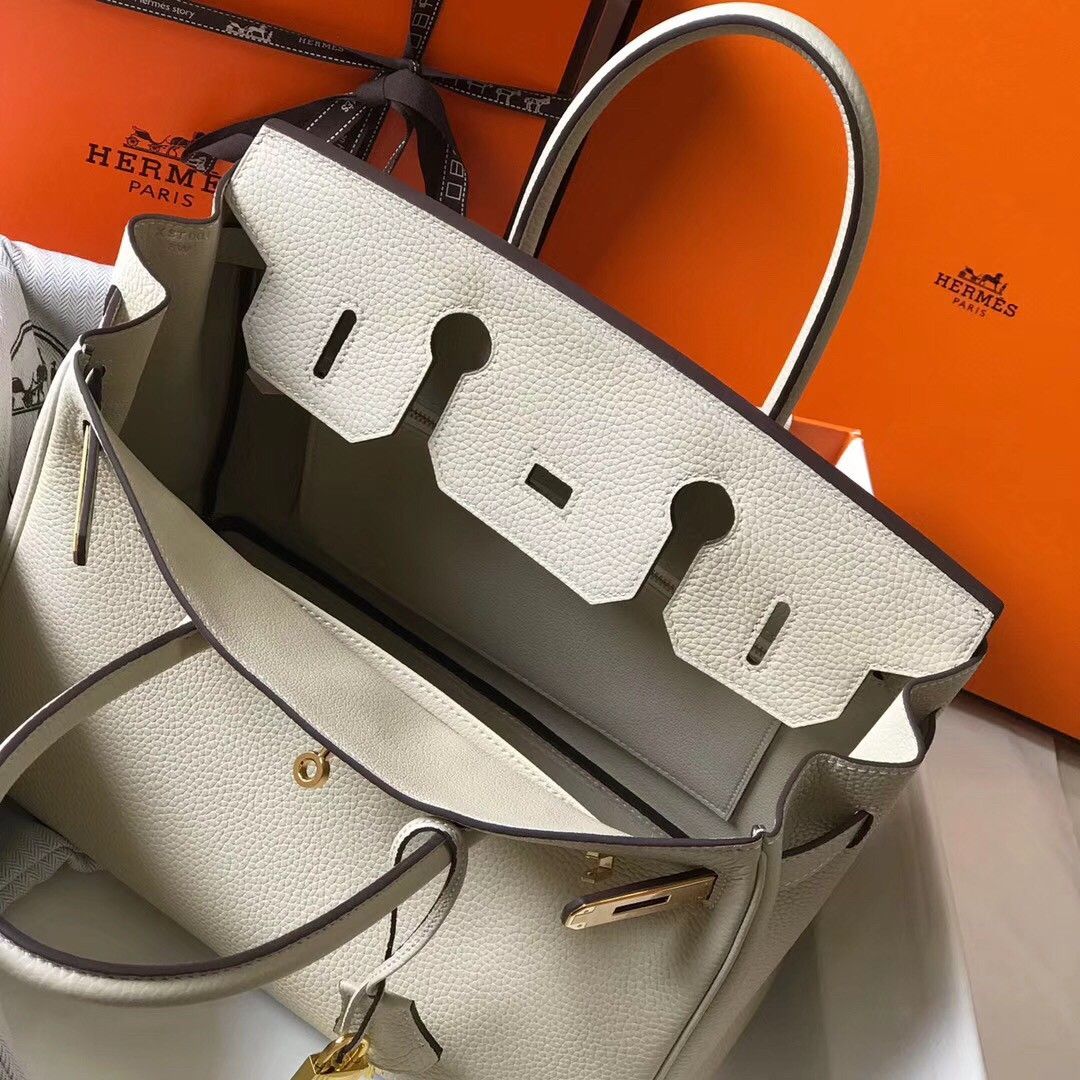 Hermes Birkin 30 Bag in Beton Clemence Leather with GHW