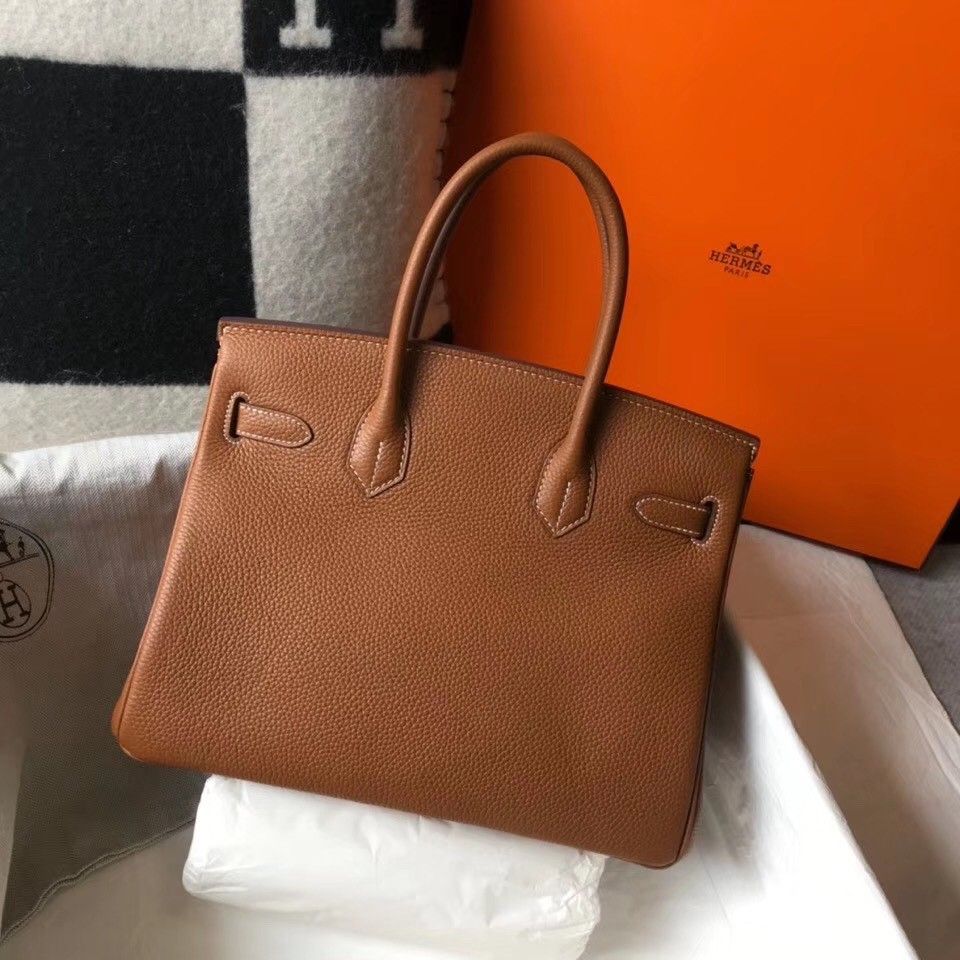 Hermes Birkin 30 Bag in Gold Clemence Leather with GHW