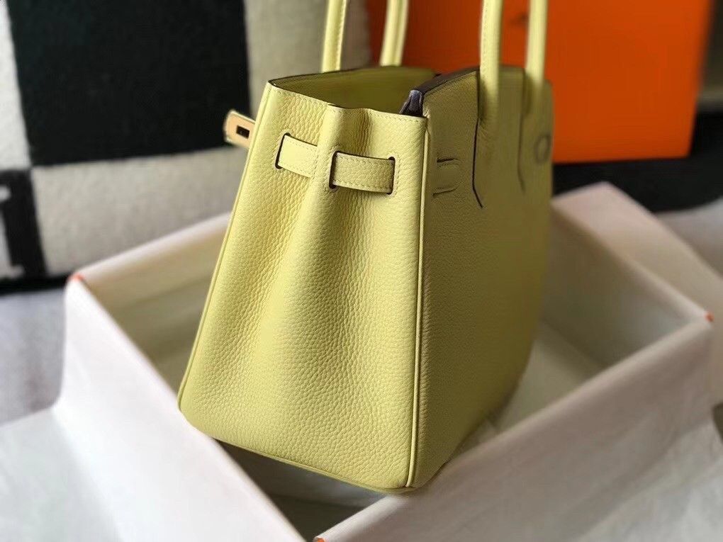 Hermes Birkin 30 Bag in Jaune Poussin Clemence Leather with GHW