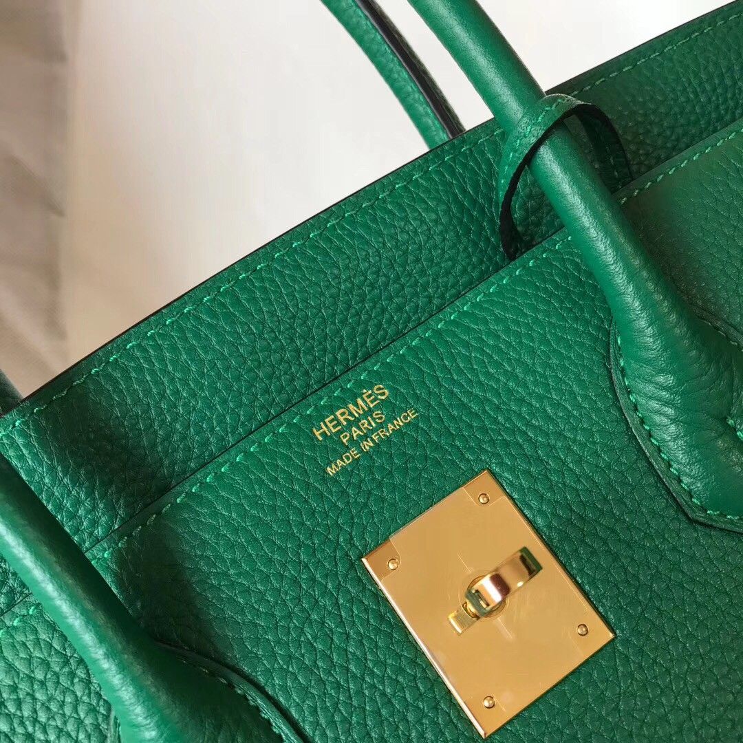 Hermes Birkin 30 Bag in Vert Vertigo Clemence Leather with GHW