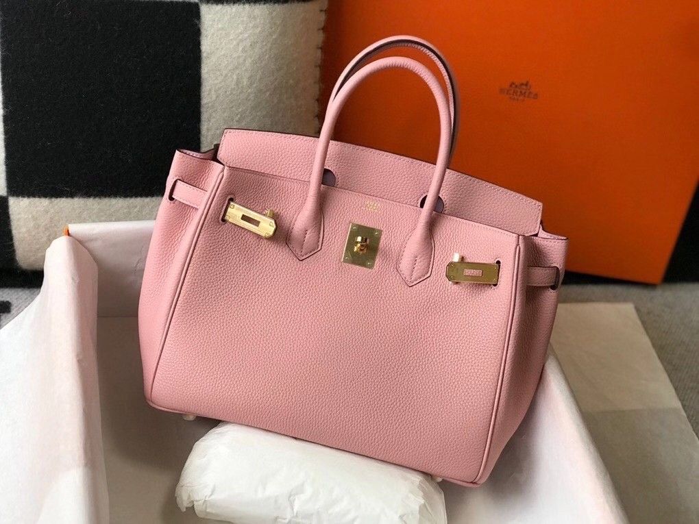 Hermes Birkin 30 Bag in Pink Clemence Leather with GHW