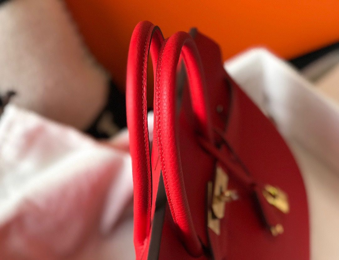 Hermes Birkin 30 Bag in Red Clemence Leather with GHW