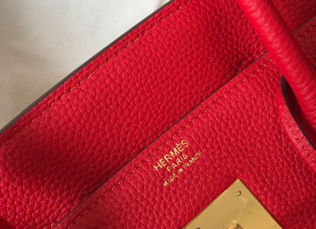 Hermes Birkin 30 Bag in Red Clemence Leather with GHW