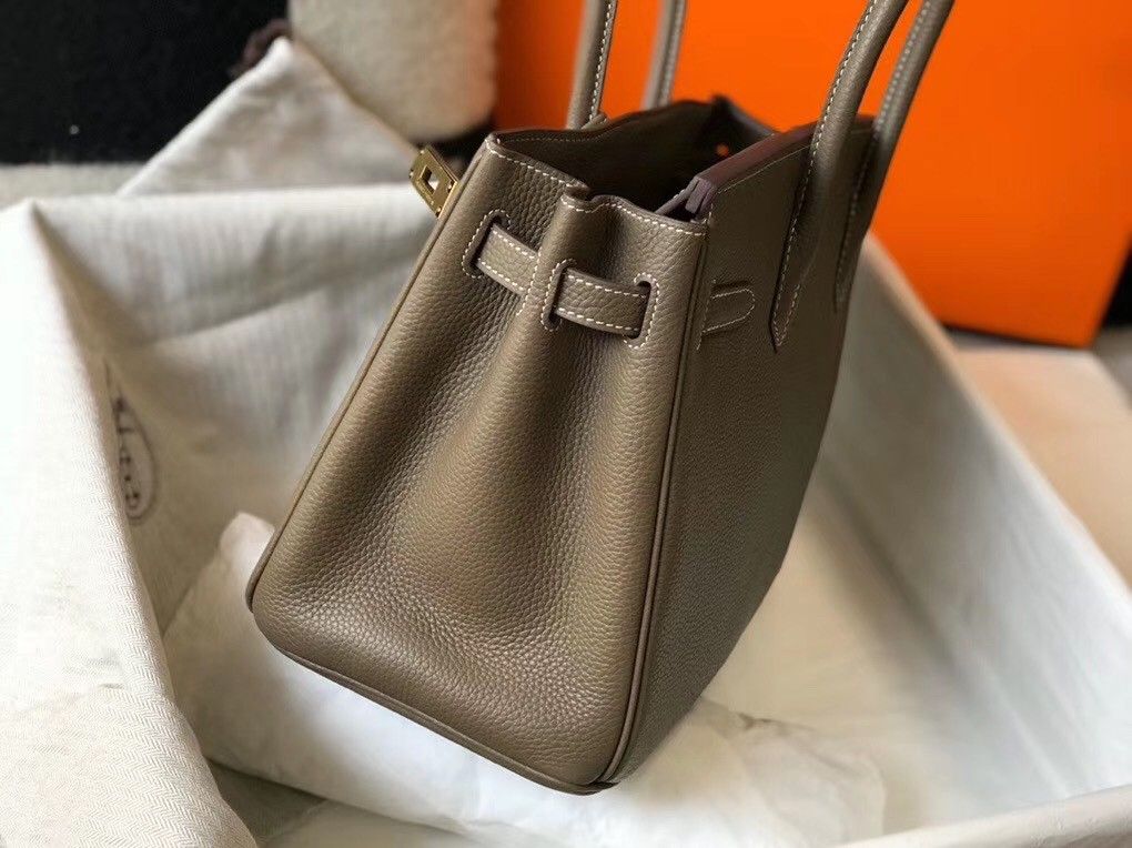 Hermes Birkin 30 Bag in Taupe Grey Clemence Leather with GHW