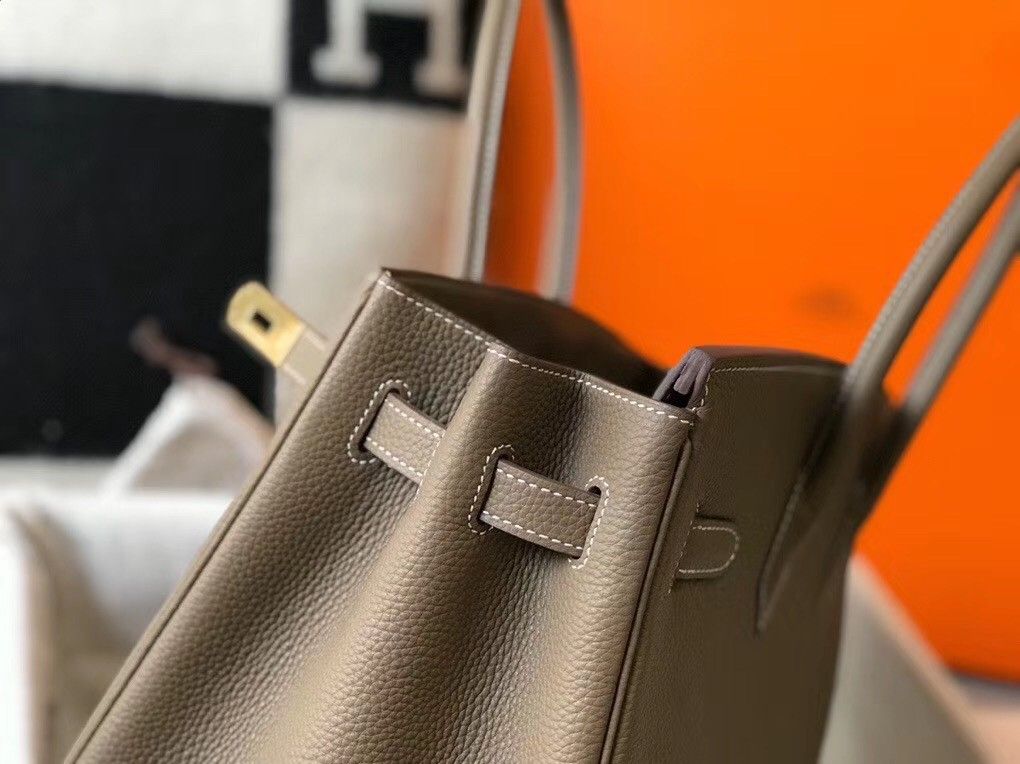 Hermes Birkin 30 Bag in Taupe Grey Clemence Leather with GHW