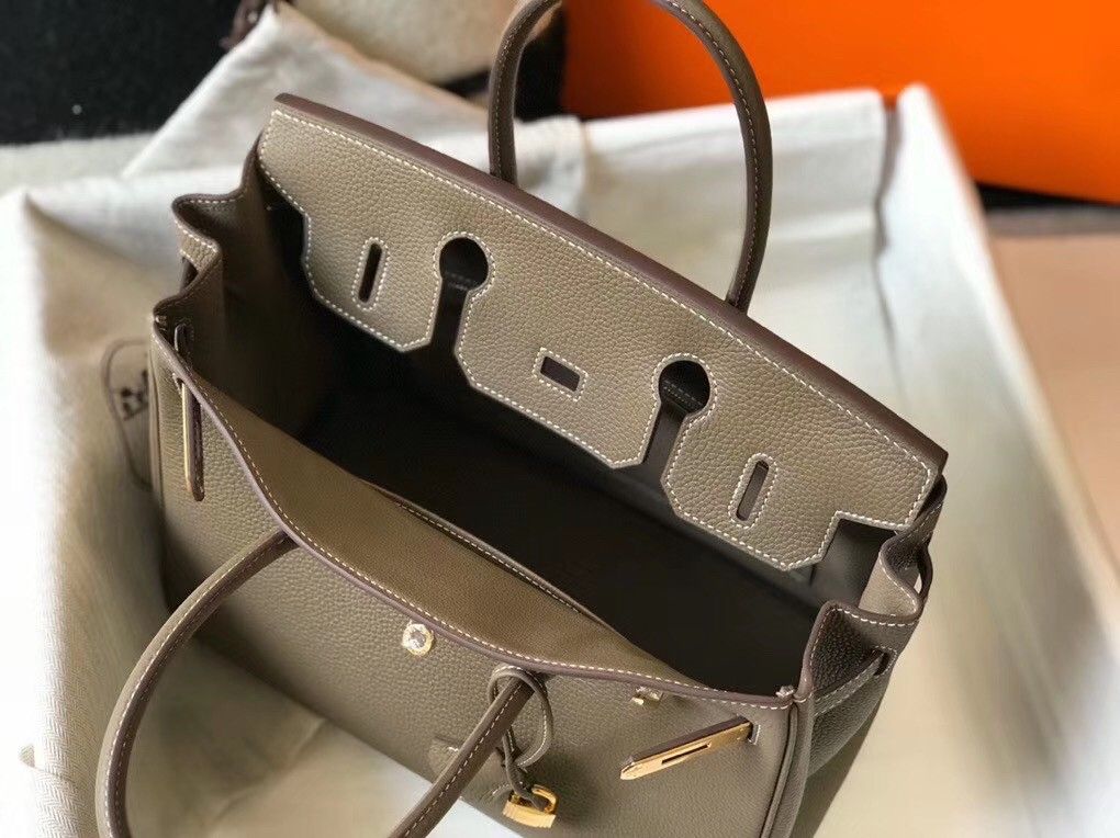 Hermes Birkin 30 Bag in Taupe Grey Clemence Leather with GHW