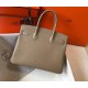 Hermes Birkin 30 Bag in Gris Tourterelle Clemence Leather with GHW