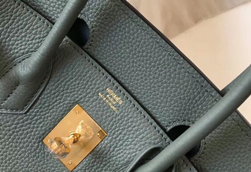 Hermes Birkin 30 Bag in Vert Amande Clemence Leather with GHW