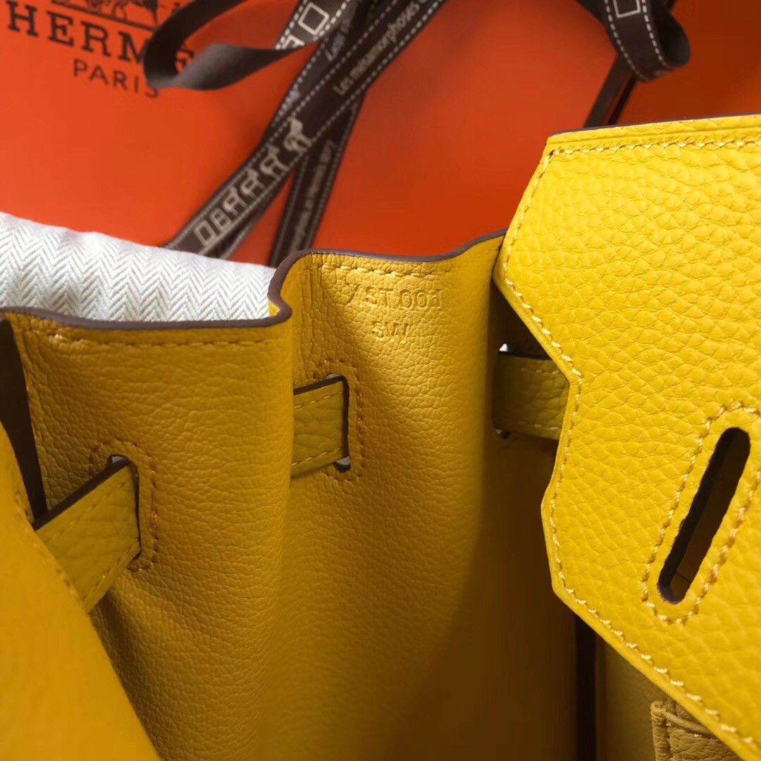 Hermes Birkin 30 Bag in Yellow Clemence Leather with GHW