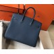 Hermes Birkin 35 Bag in Blue Agate Clemence Leather with GHW