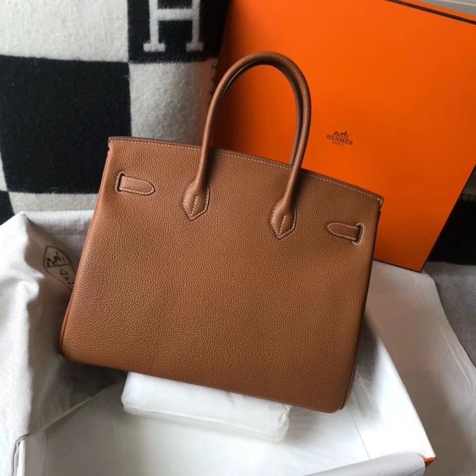 Hermes Birkin 35 Bag in Gold Clemence Leather with GHW