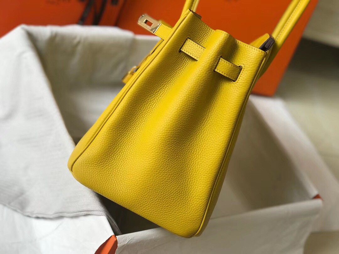 Hermes Birkin 35 Bag in Yellow Clemence Leather with GHW