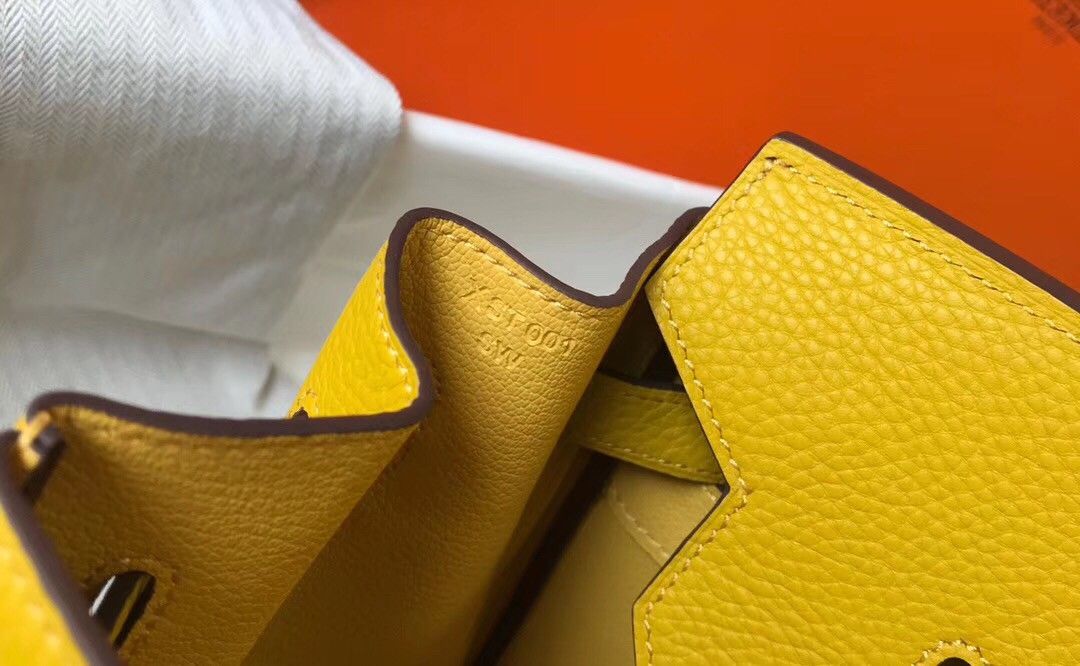 Hermes Birkin 35 Bag in Yellow Clemence Leather with GHW