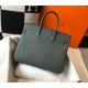 Hermes Birkin 35 Bag in Vert Amande Clemence Leather with GHW