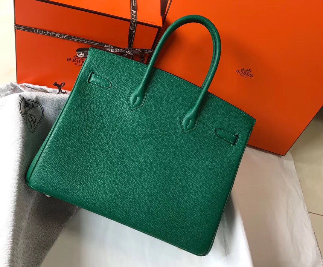 Hermes Birkin 35 Bag in Vert Vertigo Clemence Leather with GHW