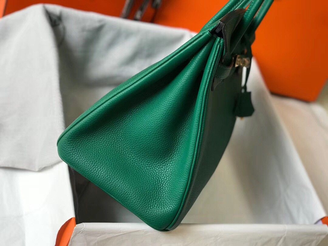 Hermes Birkin 35 Bag in Vert Vertigo Clemence Leather with GHW