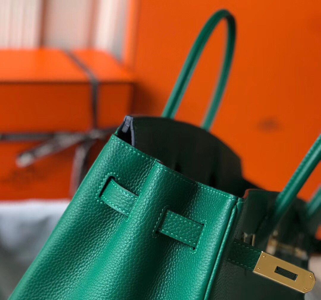 Hermes Birkin 35 Bag in Vert Vertigo Clemence Leather with GHW